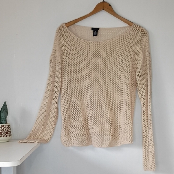 Rue21 Sweaters - Rue21 Women’s Small Crochet Knit Long Sleeve Stretch Top Layering Piece Cream